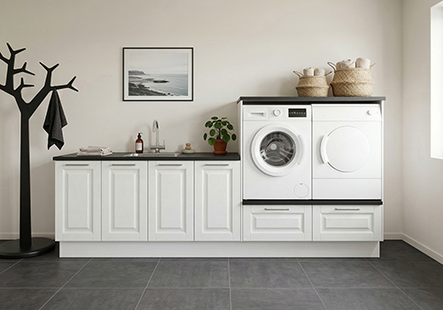 Multi-Living Bryggers sæt med Romantik | Underskab m. skuffe, Vaskeskab, Gavle, Sokkelsæt - Bryggers sæt 1