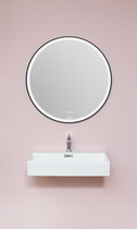Torino spegel, rund med svart ram och LED (pekskärm på spegel), Ø 80