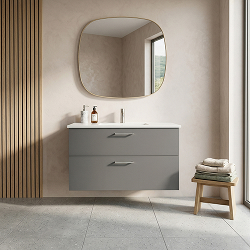 BADSET 102 CM Handfat i vit marmor