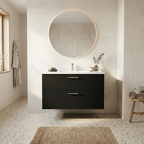 BADSET 102 CM Handfat i vit marmor