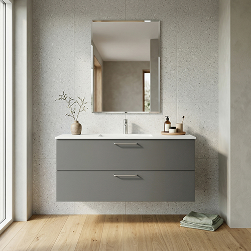 BADSET 122 CM Handfat i vit marmor