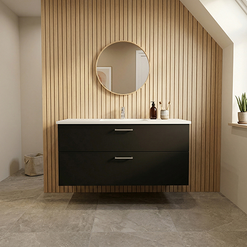 BADSET 122 CM Handfat i vit marmor