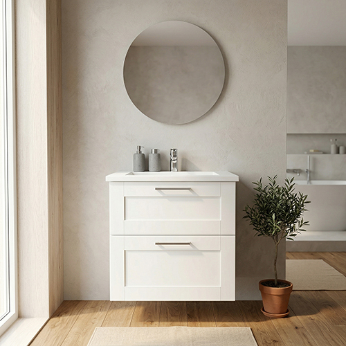 BADSET 62 CM Handfat i vit marmor