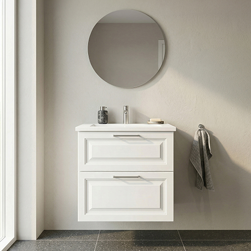 BADSET 62 CM Handfat i vit marmor