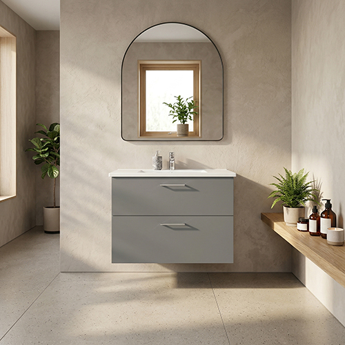 BADSET 82 CM Handfat i vit marmor