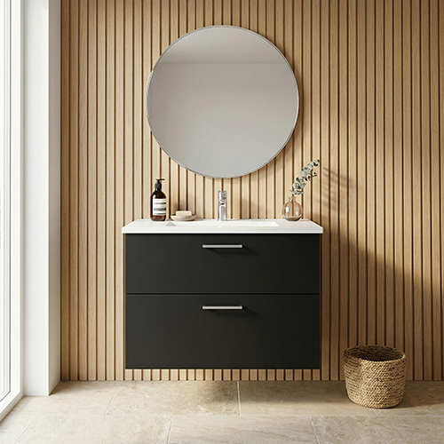 BADSET 82 CM Handfat i vit marmor