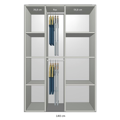 Inventar fra bredde 120 cm til 140 cm Model B