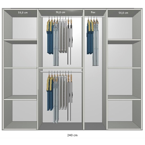 Inventar fra bredde 220 cm til 240 cm Model A