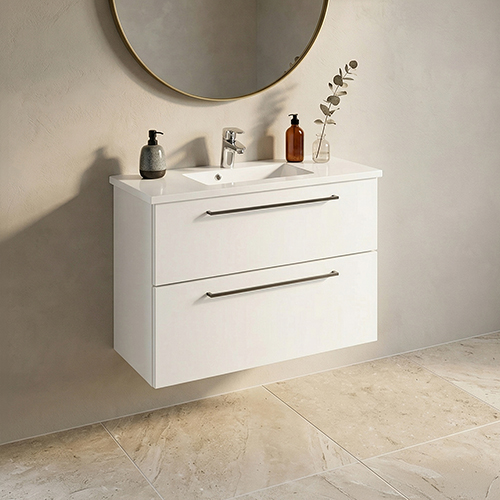 Medium skåp med 2 lådor och diskbänk