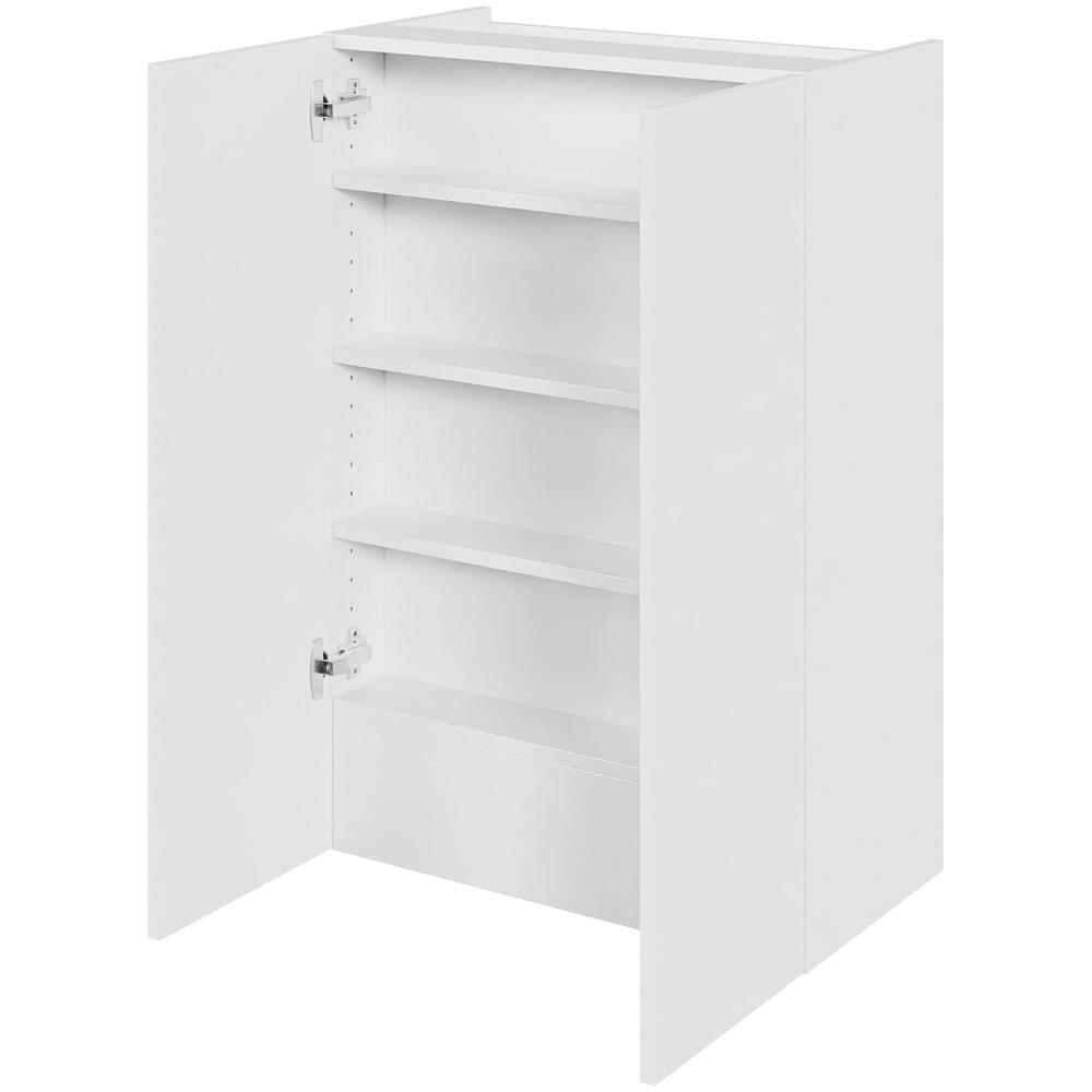 Köksfläktställ i Målad Vit Fram hög H: 89,6 cm D: 34,0 cm - 2 luckor inklusive 3 hyllor och 1 fast sockel - Bredd: 60 cm