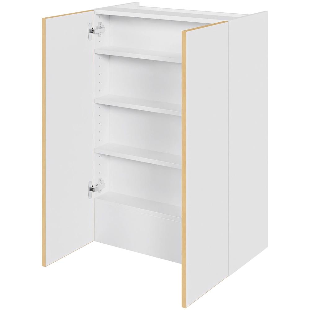 Köksfläkthylla i White/Oak Line hög H: 89,6 cm D: 34,0 cm - 2 luckor inklusive 3 hyllor och 1 fast underrede - Bredd: 60 cm