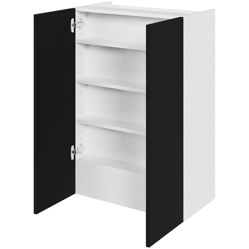 Köksfläktställ i Cibo Nero hög H: 89,6 cm D: 34,0 cm - 2 luckor inklusive 3 hyllor och 1 fast bas - Bredd: 60 cm