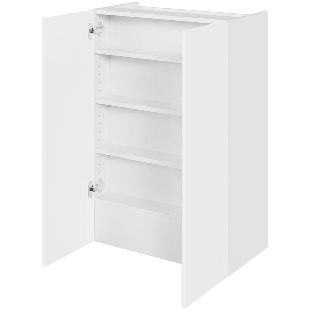 Köksfläktställ i Cibo Bianco hög H: 89,6 cm D: 34,0 cm - 2 luckor inklusive 3 hyllor och 1 fast bas - Bredd: 60 cm