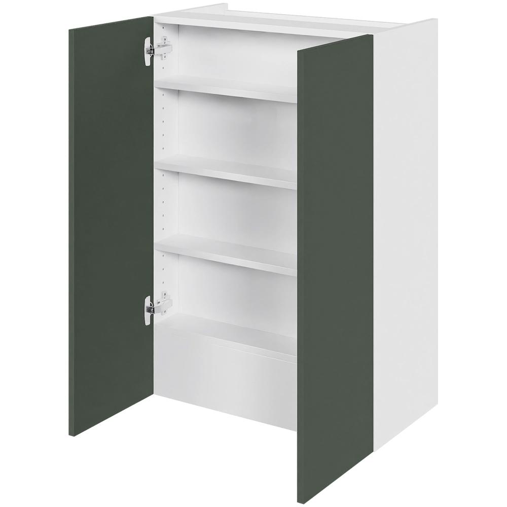 Köksfläktställ i Cibo Verde hög H: 89,6 cm D: 34,0 cm - 2 luckor inklusive 3 hyllor och 1 fast bas - Bredd: 60 cm