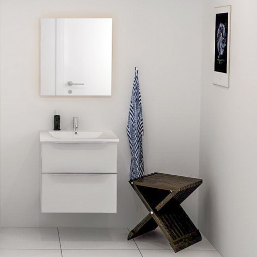 BADRUMSSET 60 CM, m/2 lådor, Vit porslinshandfat