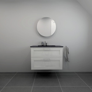 Badrumsset B: 82 cm svart handfat Granitex<br> Välj mellan flera fronter