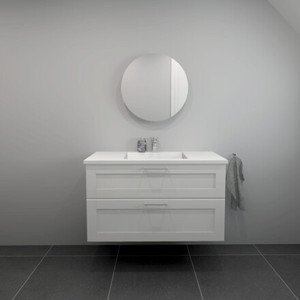 BADSET 102 CM Handfat i vit marmor