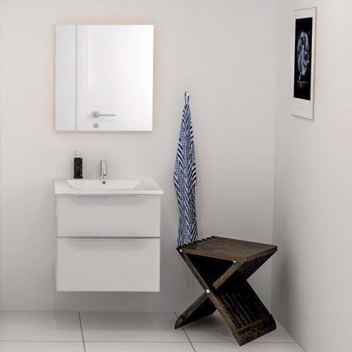 BADRUMSSET 60 CM, m/2 lådor, Vit porslinshandfat