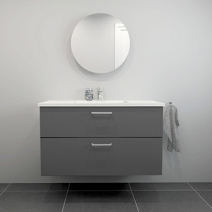 Badrumsset B: 102 cm handfat i vit marmor<br> Välj mellan flera fronter
