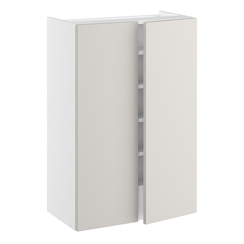 Emhætteskab, m/dobbelt låger, 3 hylder, m/aftagelig bagplade. H:896 B:600 D:320