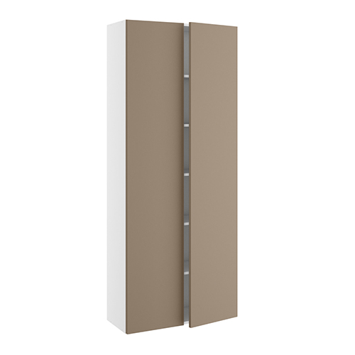 Højskab, halv dybde, m/dobbelt låger, 4 hylder, 1 konstruktionshylde (leveres usamlet). H:1952 B:800 D:320