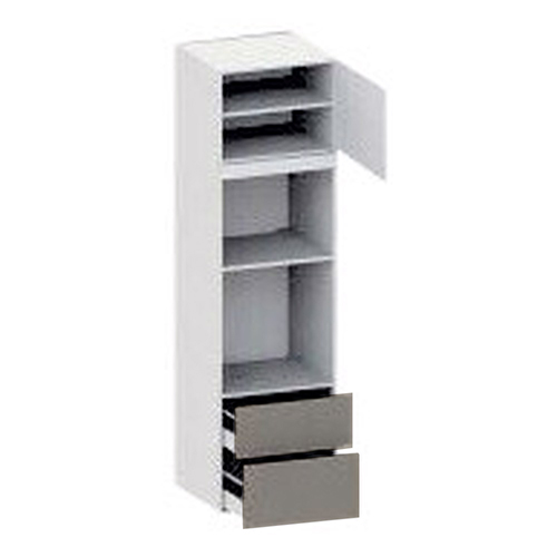 Højskab, t/ovn og micro, 444mm låge, blændstykke 64mm, 2 skuffer H:252/316mm, hul: 496/592mm. H:2144 B:600 D:580