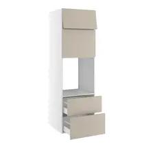 Højskab, t/ovn og micro, 444mm lift door, 444mm låge øverst, blændstykke 64mm, 2 skuffer H:252/316mm, hul: 656mm. H:2144 B:600 D:580