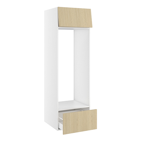 Højskab, t/køl, 316mm toplåge, 1 skuffe H:316mm, hul: 1296mm. H:1952 B:600 D:580