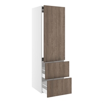 skåp för integrerad kyl nisch mått 1232x567 mm. m/1 skåpdörr med gångjärnshål H:1244 och 2 lådor H:348 H:1952 D:580 B:600