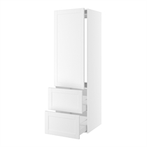skåp för integrerad kyl nisch mått 1232x567 mm. m/1 skåpdörr med gångjärnshål H:1244 och 2 lådor H:348 H:1952 D:580 B:600