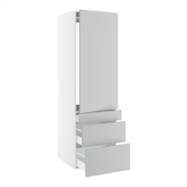 skåp för integrerad kyl nisch mått 1232x567 mm. m/1 skåpdörr med gångjärnshål H:1244 och 3 lådor H:316, 252 och 124 H:1952 D:580 B:600