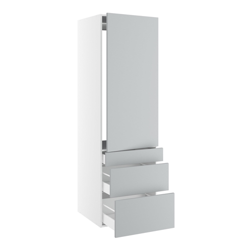 skåp för integrerad kyl nisch mått 1232x567 mm. m/1 skåpdörr med gångjärnshål H:1244 och 3 lådor H:316, 252 och 124 H:1952 D:580 B:600