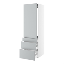 skåp för integrerad kyl nisch mått 1232x567 mm. m/1 skåpdörr med gångjärnshål H:1244 och 3 lådor H:316, 252 och 124 H:1952 D:580 B:600