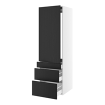skåp för integrerad kyl nisch mått 1232x567 mm. m/1 skåpdörr med gångjärnshål H:1244 och 3 lådor H:316, 252 och 124 H:1952 D:580 B:600