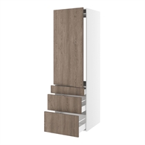 skåp för integrerad kyl nisch mått 1232x567 mm. m/1 skåpdörr med gångjärnshål H:1244 och 3 lådor H:316, 252 och 124 H:1952 D:580 B:600