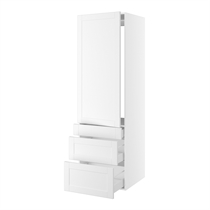 skåp för integrerad kyl nisch mått 1232x567 mm. m/1 skåpdörr med gångjärnshål H:1244 och 3 lådor H:316, 252 och 124 H:1952 D:580 B:600