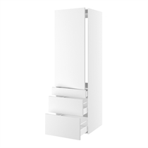 skåp för integrerad kyl nisch mått 1232x567 mm. m/1 skåpdörr med gångjärnshål H:1244 och 3 lådor H:316, 252 och 124 H:1952 D:580 B:600