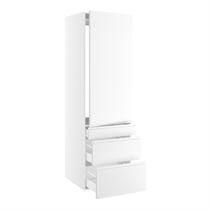 skåp för integrerad kyl nisch mått 1232x567 mm. m/1 skåpdörr utan gångjärnshål H:1244 och 3 lådor H:316, 252 och 124 H:1952 D:580 B:600