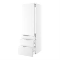 skåp för integrerad kyl nisch mått 1232x567 mm. m/1 skåpdörr utan gångjärnshål H:1244 och 3 lådor H:316, 252 och 124 H:1952 D:580 B:600