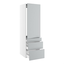skåp för integrerad kyl nisch mått 1232x567 mm. m/1 skåpdörr utan gångjärnshål H:1244 och 3 lådor H:316, 252 och 124 H:1952 D:580 B:600