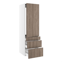 skåp för integrerad kyl nisch mått 1232x567 mm. m/1 skåpdörr utan gångjärnshål H:1244 och 3 lådor H:316, 252 och 124 H:1952 D:580 B:600
