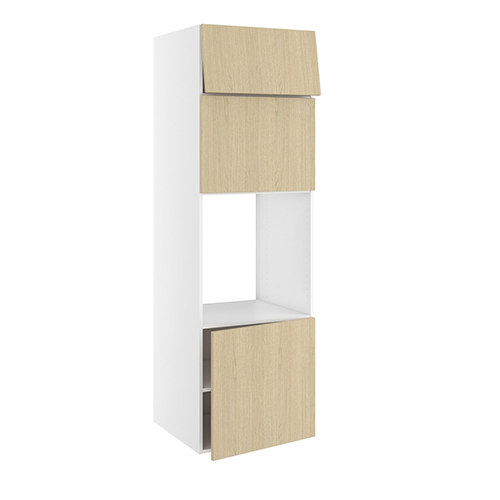 Højskab, t/ovn og micro, 572mm låge, 444mm lift door, 316mm toplåge, hul: 592mm. H:1952 B:600 D:580