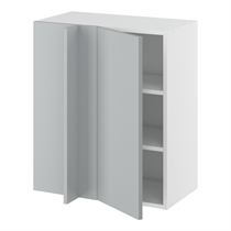 Hörninbyggt skåp m/2 hyllplan och täckplåt 340 mm (skåpdörr 296 mm. - min. 640 mm. från vägg)H:704 D:320 B:600