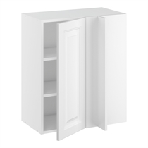 Hörninbyggt skåp m/2 hyllplan och täckplåt 340 mm (skåpdörr 296 mm. - min. 640 mm. från vägg)H:704 D:320 B:600