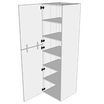 Kök extra högt skåp i Wien H: 214,4 cm D: 60,0 cm - 2 delad skåpdörr inklusive 5 hyllor - Bredd: 100 cm