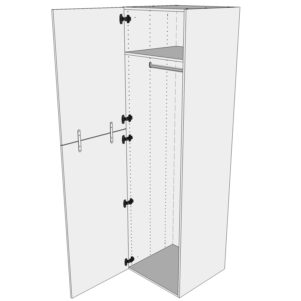 Extra hög klädhängare i Wien H: 214,4 cm D: 60,0 cm - 2-delad skåpdörr inklusive 1 hylla och 1 oval klädstång - Bredd: 100 cm