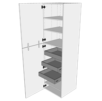 Kök extra högt linneskåp i Wien H: 214,4 cm D: 60,0 cm - Inklusive 4 hyllor och 3 brickor. - Bredd: 40 cm