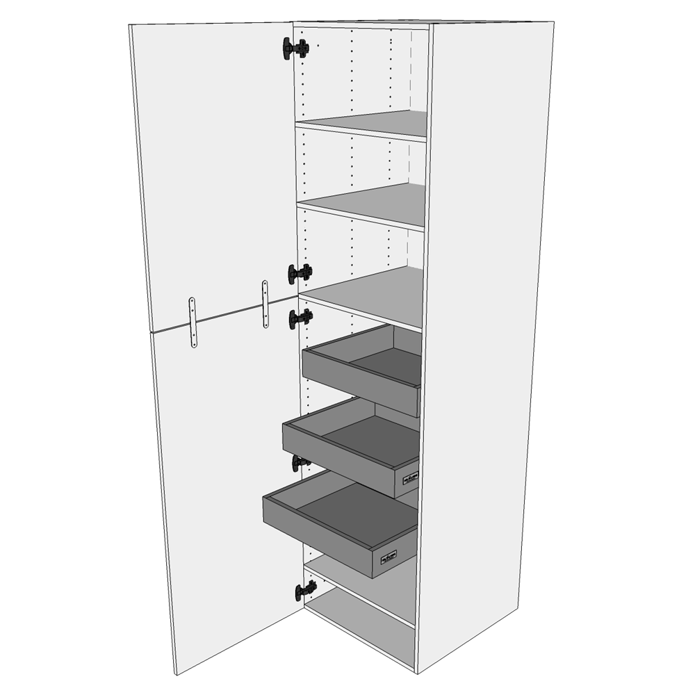 Kök extra högt linneskåp i Wien H: 214,4 cm D: 60,0 cm - Inklusive 4 hyllor och 3 brickor. - Bredd: 50 cm