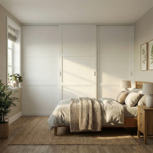 Mogensen Contoura Ramdörr skjutdörrar att på mått till för garderob med 3 dörrar - Total bredd 134 till 184 cm.