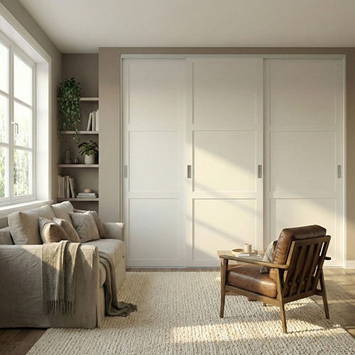 Mogensen Contoura Ramdörr skjutdörrar i storlek för garderob med 3 dörrar - Total bredd 185 till 223 cm.